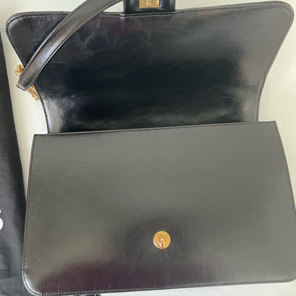Sold Black Chanel Glazed Calfskin Straight Lined Flap bag - Picture 7 of 17